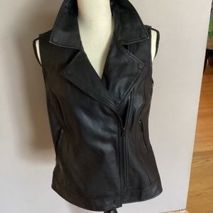 Faux leather moto vest